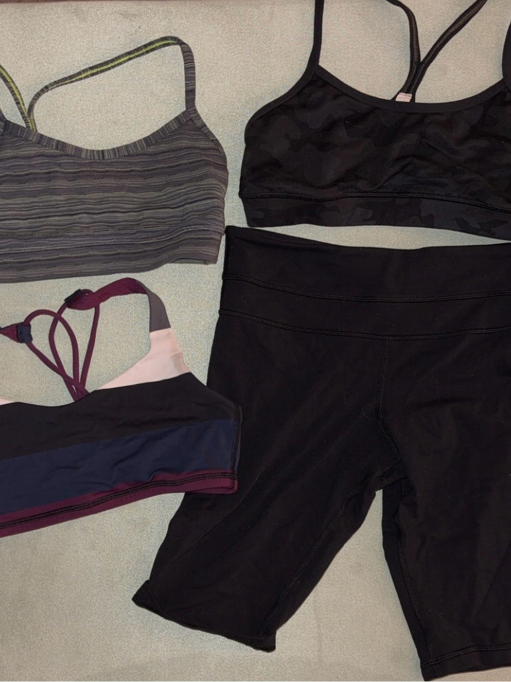 lululemon Assorted Sports Bra Set with Black Biker Shorts